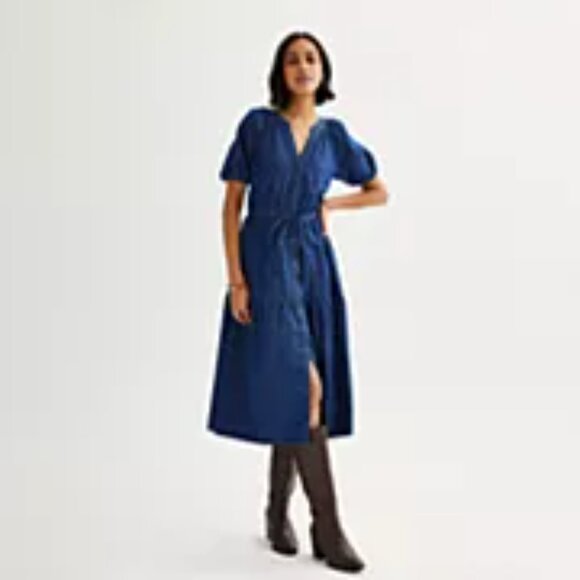 Women's Sonoma Goods For Life Sleeve Midi Dress - Chambray - Picture 5 of 5